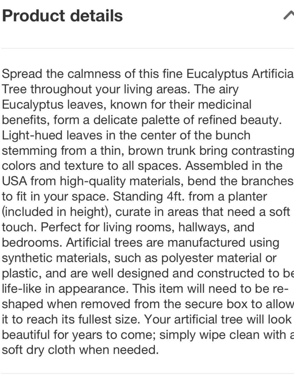 NERALY NATURAL NWT 4-ft Autumn Eucalyptus Artificial Tree